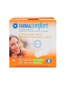 Farmaconfort Compresas 100% Algodon Dia Alas Ultrafinas 10 uds