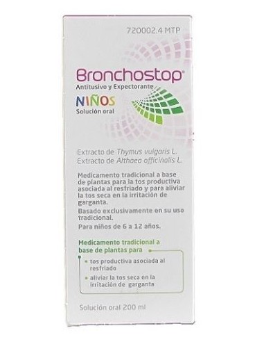 Bronchostop Antitusivo y Expectorante Niños Solucion Oral 200 ml