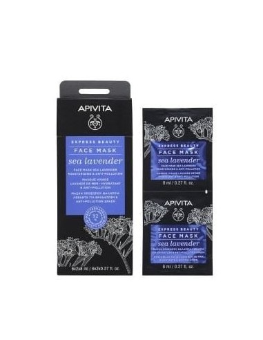 Apivita Express Beauty Face Mask Sea Lavender Hidratante y Antipolucion 2 x 8 ml