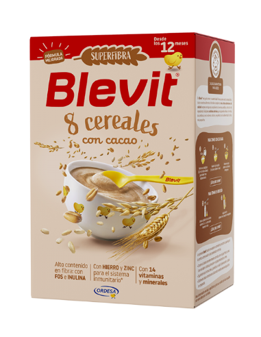 Blevit Super Fibra Papilla 8 cereales con cacao 500g